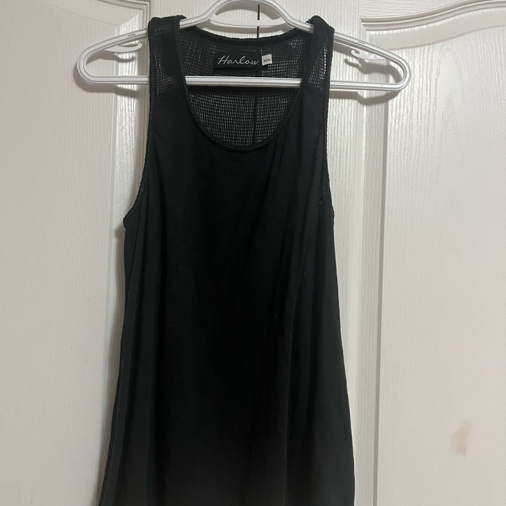 Harlow Black Women's Tank Top with woven mesh back